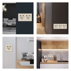 Розетка ЭРА Серия 12 12-4109-02 2P+E 16A-250В штор с 2xUSB 5В-3А слоновая кость | Эра 12