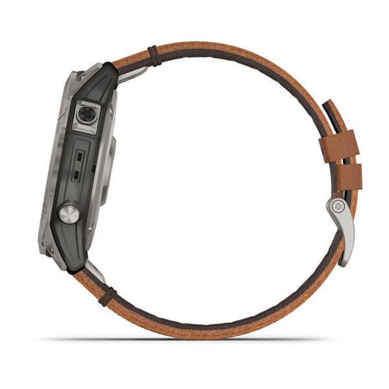 Часы Garmin Fenix 7X Sapphire Solar, титан с кожанным ремешком 010-02541-19