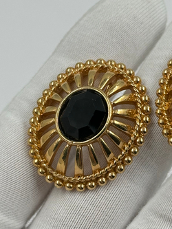 Клипсы с чёрными кристаллами Swarovski