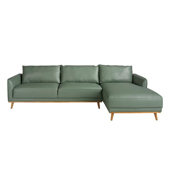 Угловой диван с правым шезлонгом 6199/5607-R-M5677 Angel Cerda из зеленой кожи