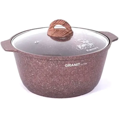Кастрюля-жаровня 5л «Granit ultra» (red) со стеклянной крышкой жга51а