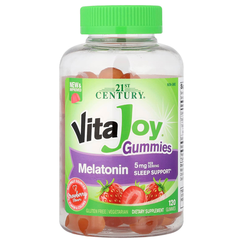 21st Century, VitaJoy®, жевательные таблетки с мелатонином, со вкусом клубники, 120 жевательных таблеток (2,5 мг в 1 жевательной таблетке)