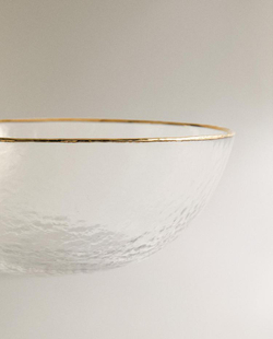 ZARA HOME ГЛУБОКАЯ ТАРЕЛКА С ЗОЛОТОЙ КАЙМОЙ, ПРОЗРАЧНЫЙ