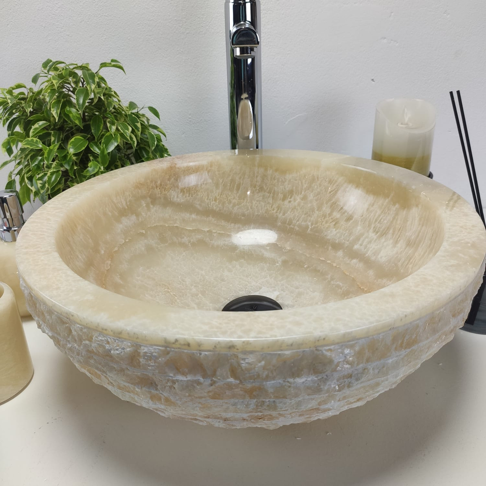 Раковина из оникса Bowl Yellow Marmo BO-60956 40x40x15 из натурального камня