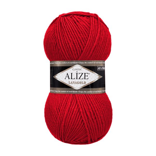 Пряжа Alize (Ализе) Lana Gold / уп.5 мот. по 100 г, 240м, 056 красный A