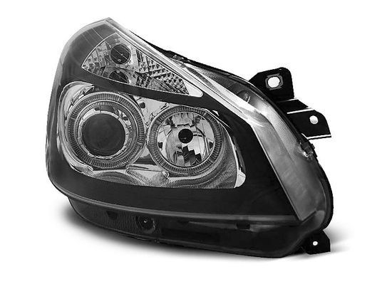 Передние фары Renault Clio 3 angel eyes black