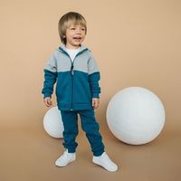 Толстовка Колор блок "Пепел/Джинс" утепленная