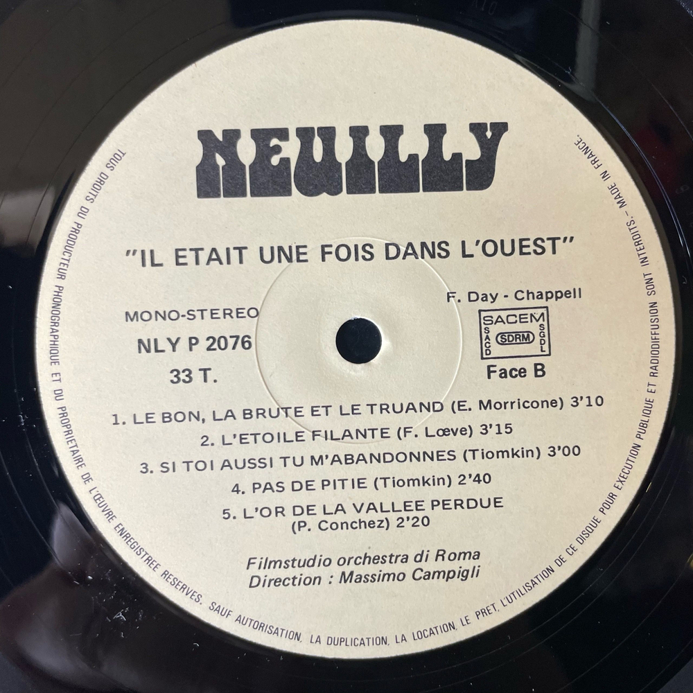 Винтажная виниловая пластинка LP Музыка Из Вестернов Filmstudio Orchestra Di Roma, Il Etait Une Fois Dans L'Ouest Однажды на Диком Западе (Франция 1971)