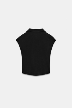 ZARA ТОП В СТИЛЕ РУБАШКИ, ЧЕРНЫЙ
