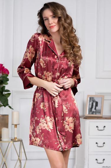Короткий халат на пуговицах MIA-Amore Бургундия 3627
