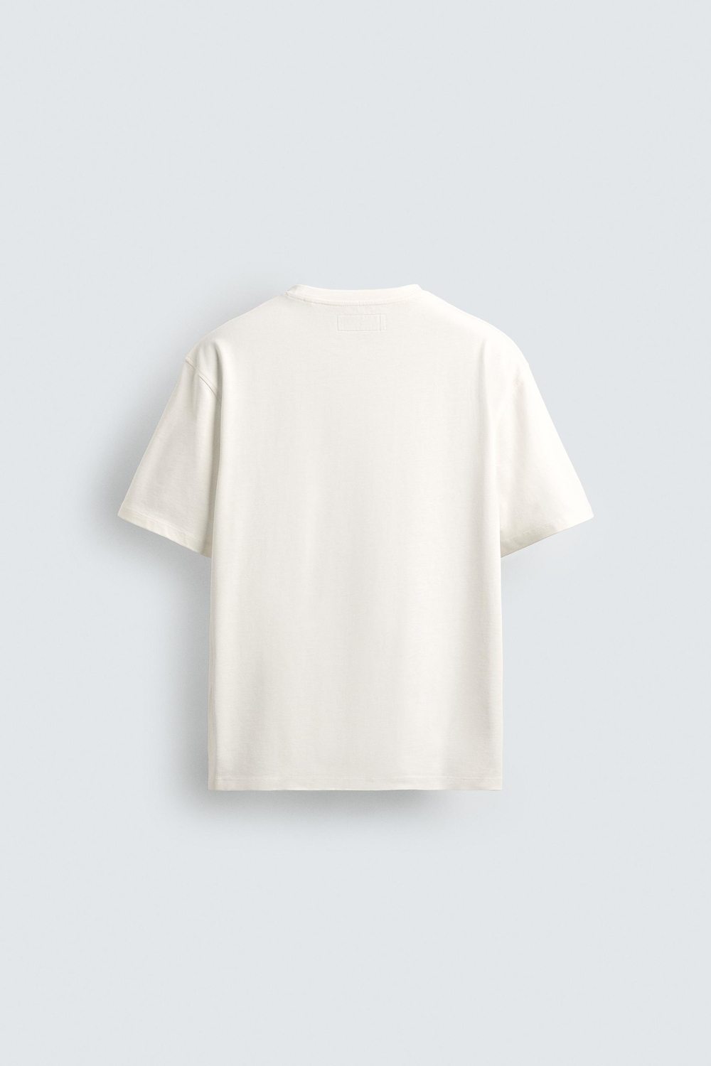 ZARA ФУТБОЛКА С КОРОТКИМ РУКАВОМ, ЖЕЛТОВАТО-БЕЛЫЙ