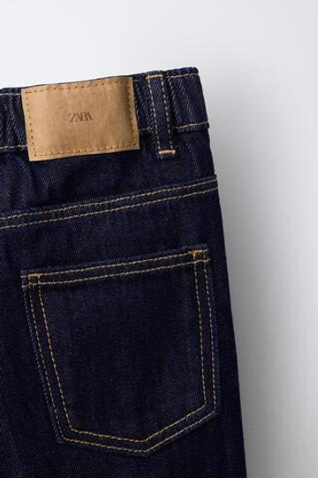 ZARA ДЖИНСЫ STRAIGHT С ДЕКОРАТИВНОЙ СТРОЧКОЙ, СИНИЙ