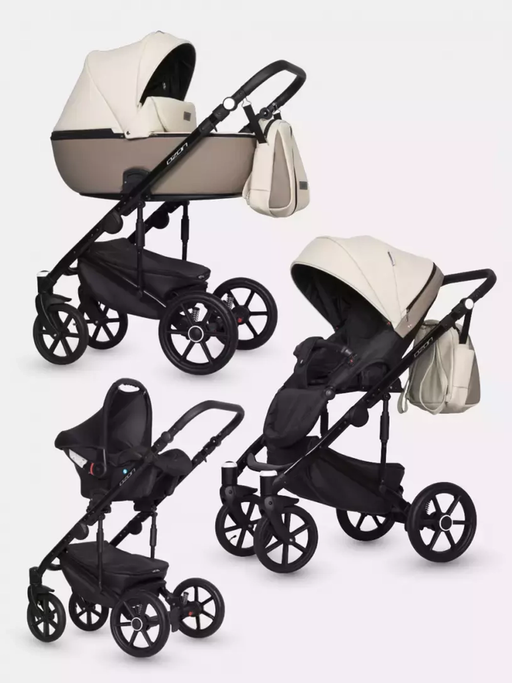 Коляска  OZON Ecco (3 в 1) (RIKO BASIC) 25 слоновая кость-бежевый