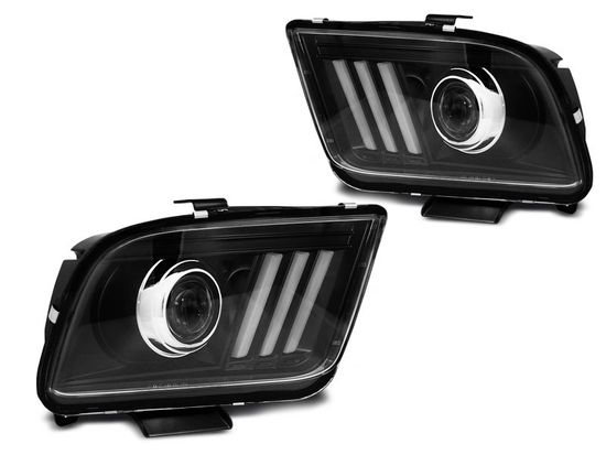 Передние фары black tube light для Ford Mustang V