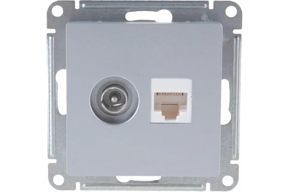 Розетка TV+RJ45 Systeme Electric ATLASDESIGN алюминий 38190