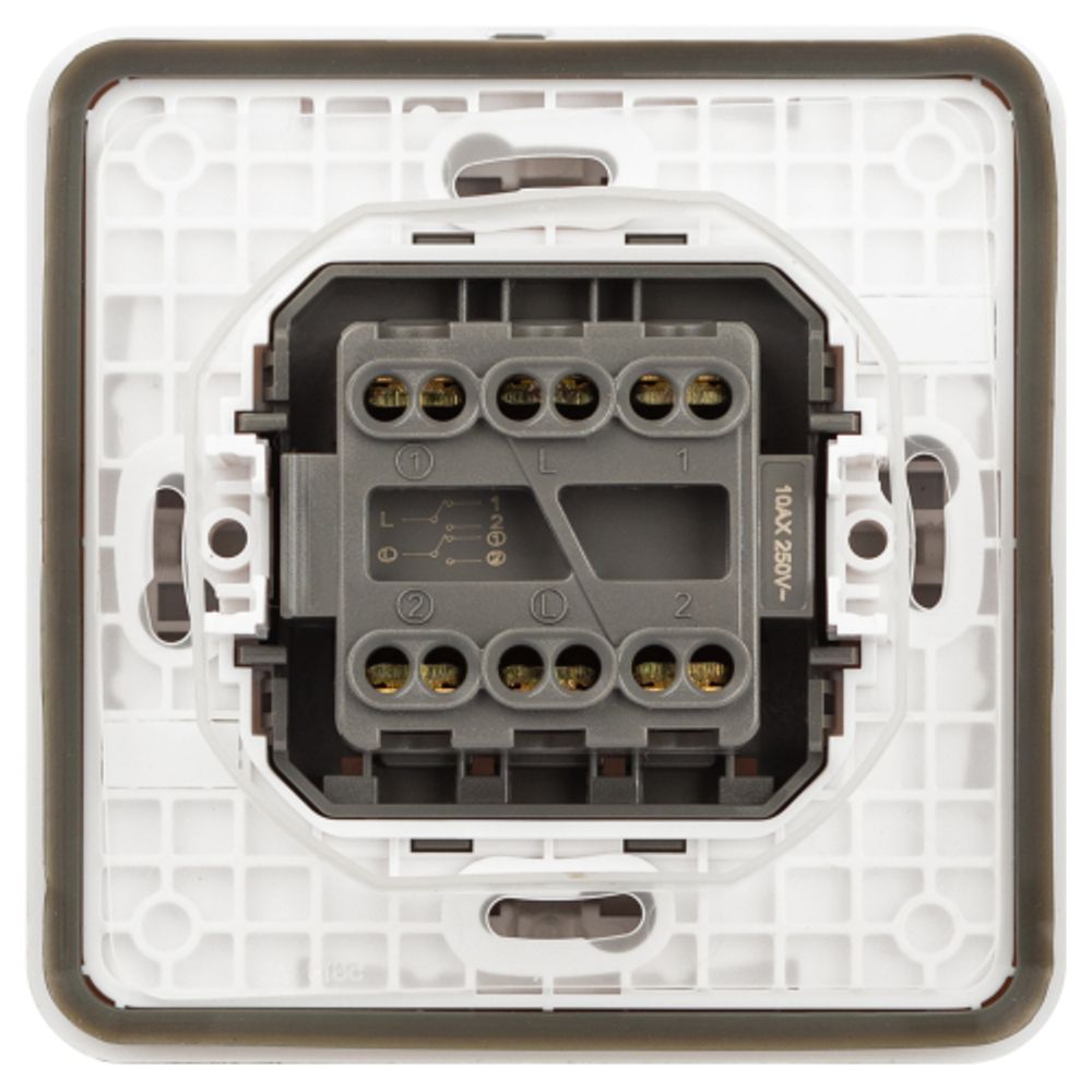 Переключатель ЭРА Эксперт 11-1526-01 двойной IP55 10АХ-250В СУ белый | Эра Эксперт