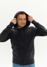 Худи на молнии Bowery NYC однотонное Fleece Used Vintage Black