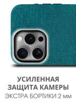 Мягкий тканевый чехол для IPHONE 15 PRO с бархатной подкладкой и усиленной защитой камеры