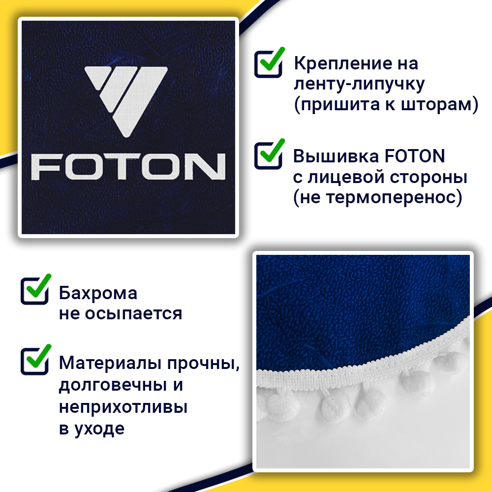Ламбрекен с косынками FOTON (флок, синий, белые шарики)