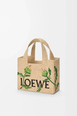 Loewe Мини-сумка Font из рафии, натуральный/зеленый