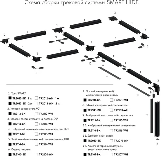 Угловое соединение SMART HIDE | СМАРТ ХАЙД TR2118-BK Denkirs