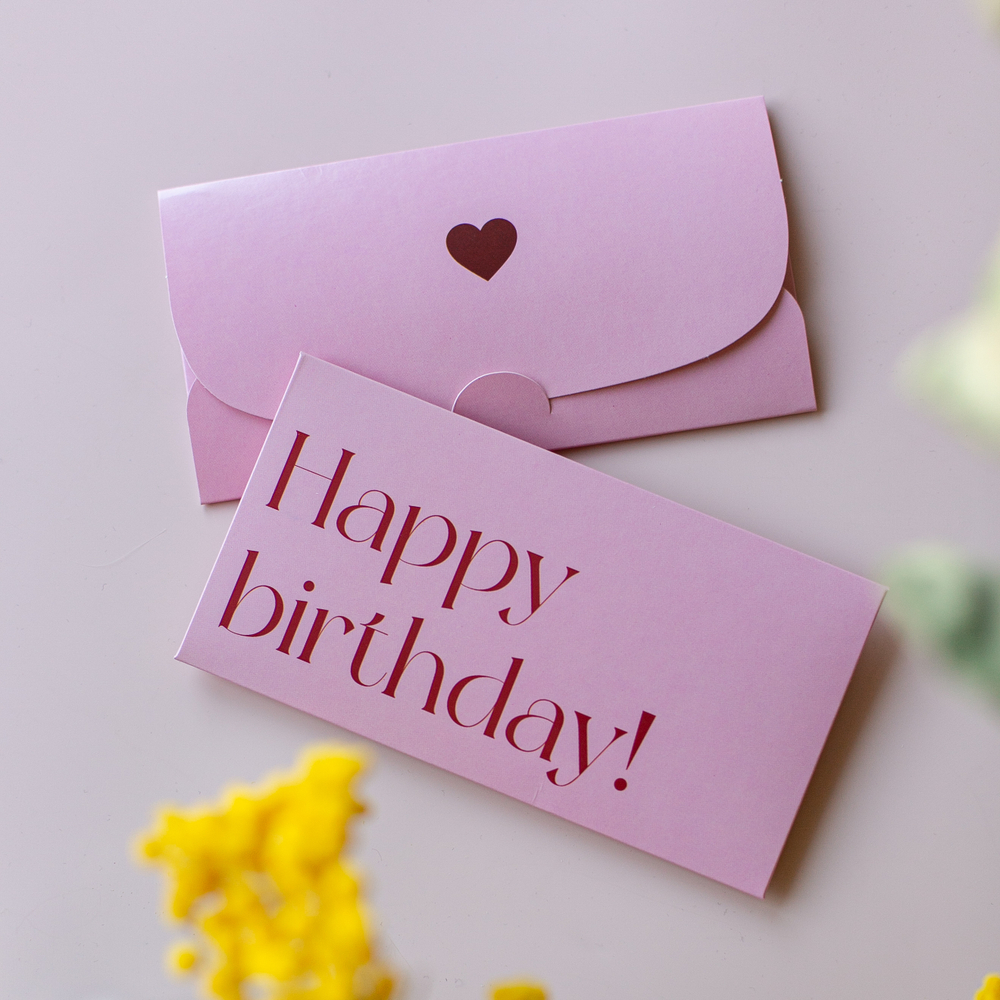 D-628 "Happy birthday!" конверт (цена за упаковку из 5 штук)