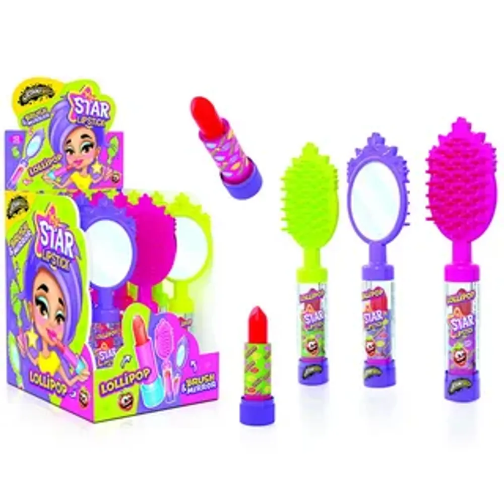 Леденец с игрушкой "Зеркало/Расческа" (My Star Lipstick), 12шт, Johny Bee