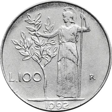 100 лир 1992 Италия