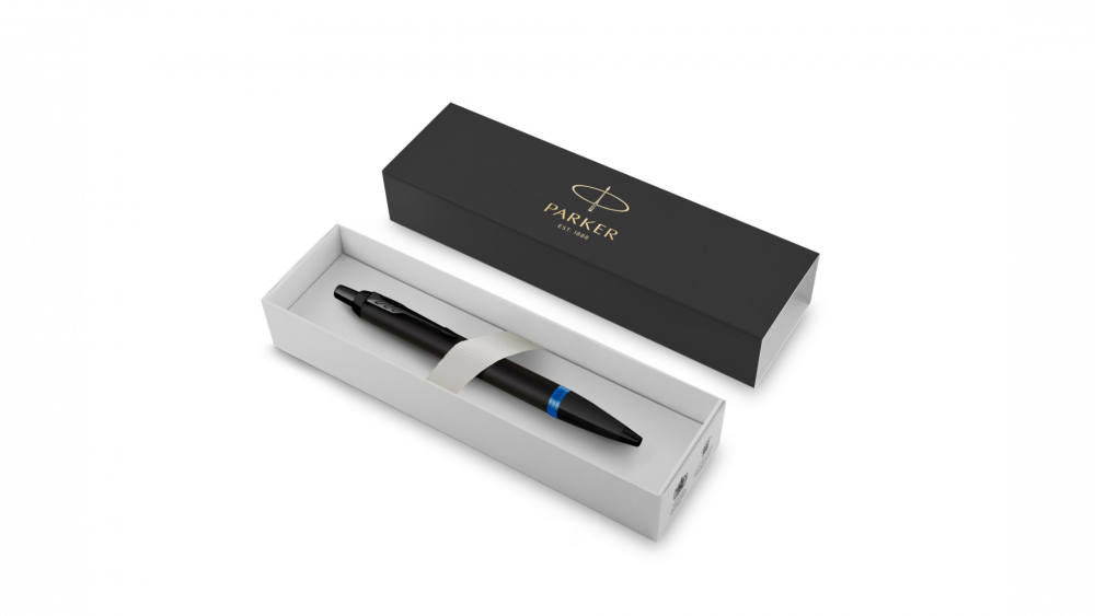 Шариковая ручка Parker IM Vibrant Rings Flame Blue,стержень: M, цвет чернил: Blue, в подарочной упаковке.