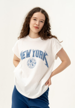 Футболка со скрученным рукавом Bowery NYC "New York" Optic White