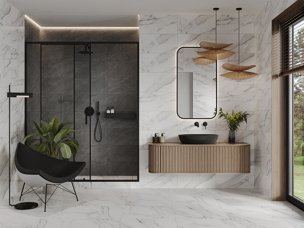 Каррара сер мат верх 01 / Carrara grey matt wall 01 300х600 (1-й сорт)