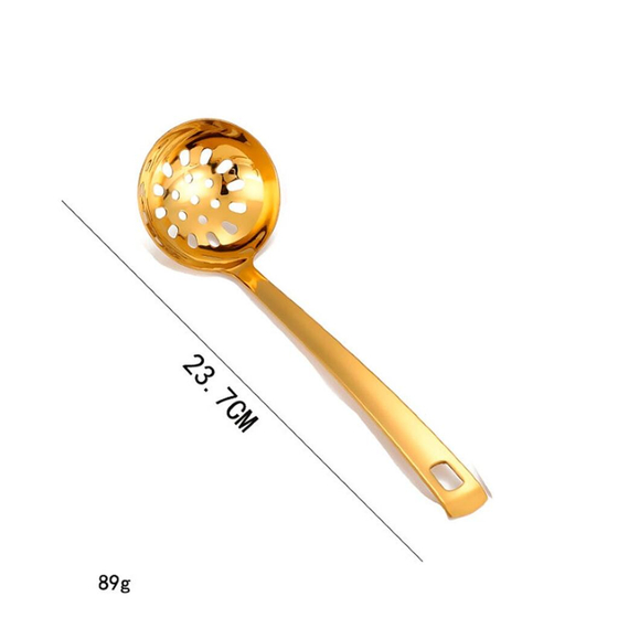 Ложка гарнирная для раздачи 26,4 см перфорированная Ladle Square Tip нерж. цвет золото PVD P.L.