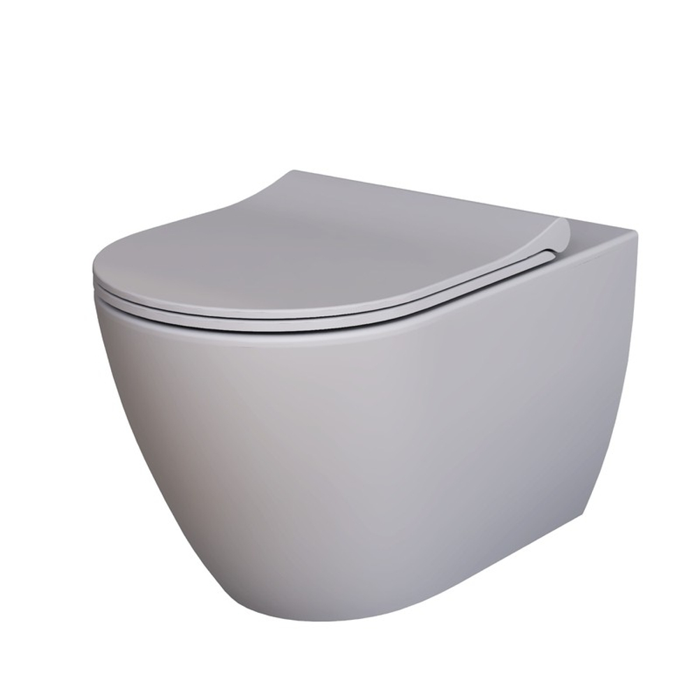 Унитаз Queen 113T20301R (570*360*400) СЕРЫЙ МАТОВЫЙ подвесной БЕЗОБОДКОВЫЙ, 1 место