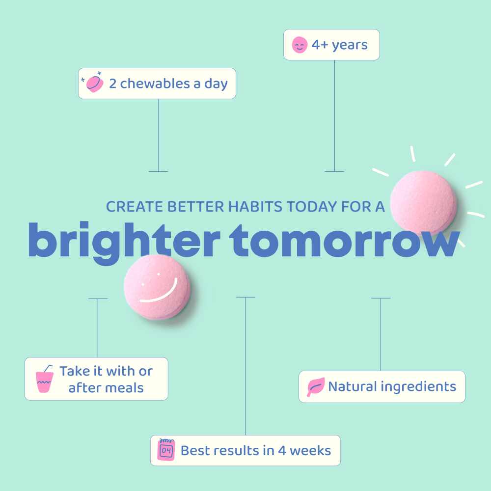 JoySpring, Grow Getter, для детей от 4 лет, фруктовый пунш, 60 жевательных таблеток