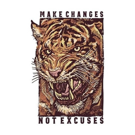 Футболка с тигром Make changes No excuses