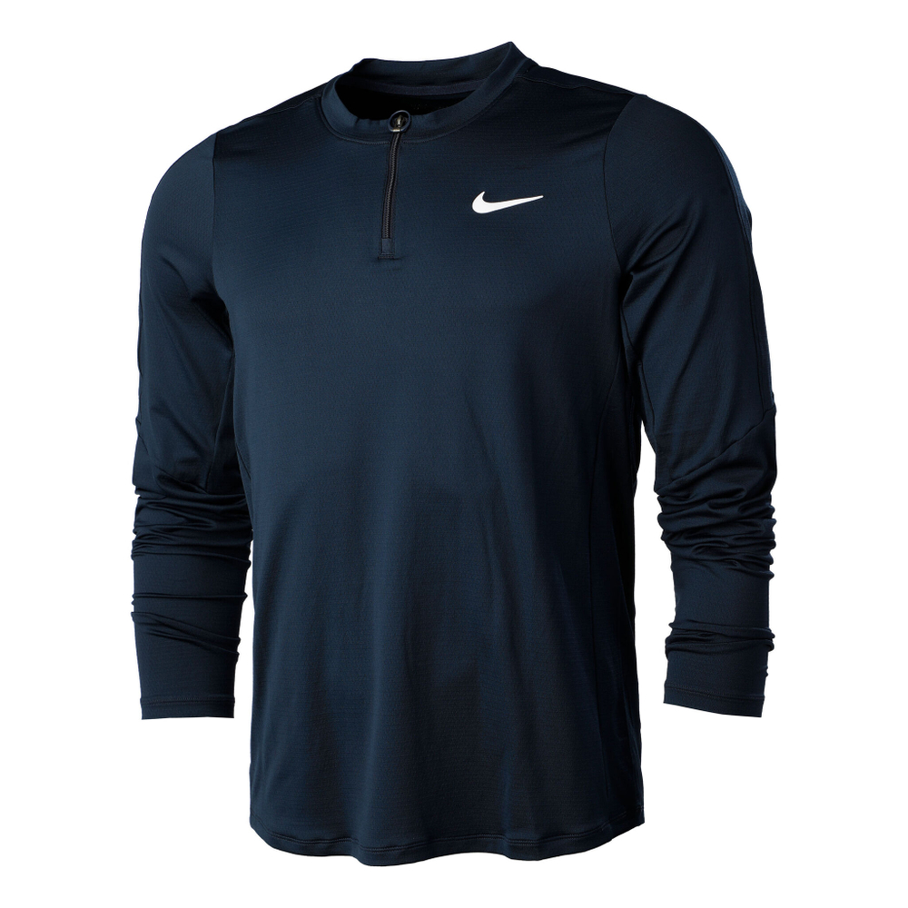 Мужское теннисное поло Nike Dri-Fit Advantage Half-Zip Long Sleeve Men - Dark Blue