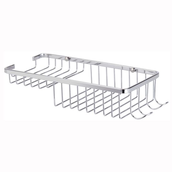 Корзинка прямоугольная с крючками Besser BS 8505 (26,5х11,5х5 см) из нержавеющей стали с хромированным покрытием