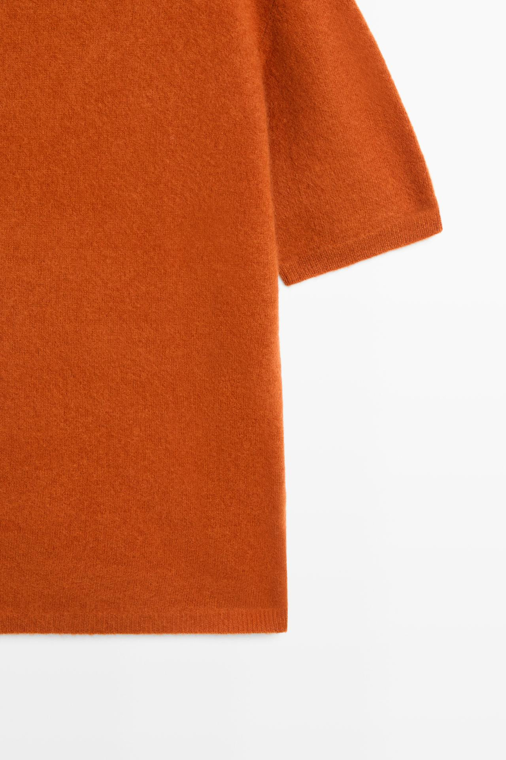Massimo Dutti Свитер из 100% шерсти с короткими рукавами, жжено-оранжевый