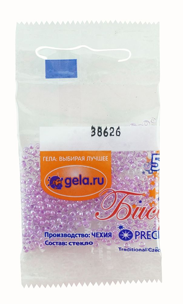 Бисер Preciosa 10/0, 50 г (10 шт по 5 г), цв.38626 фиолетовый прокрас прозр.
