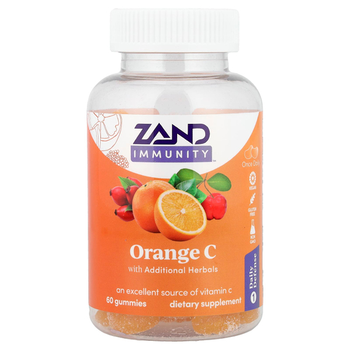Zand, Immunity, жевательные мармеладки с апельсином С, 60 жевательных таблеток