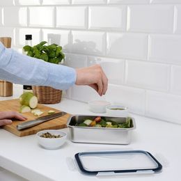 Контейнер пищевой с крышкой IKEA 365+, Нержавеющая сталь, Пластик, 1 л