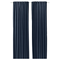 IKEA SANELA  (ИКЕА САНЕЛА)  -  Штора затемняющая, 2 шт. - тёмно-синяя/на ленте 140x250 см