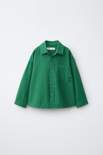 ZARA РУБАШКА В ПОЛОСКУ С ВЫШИВКОЙ, ПОЛОСКИ