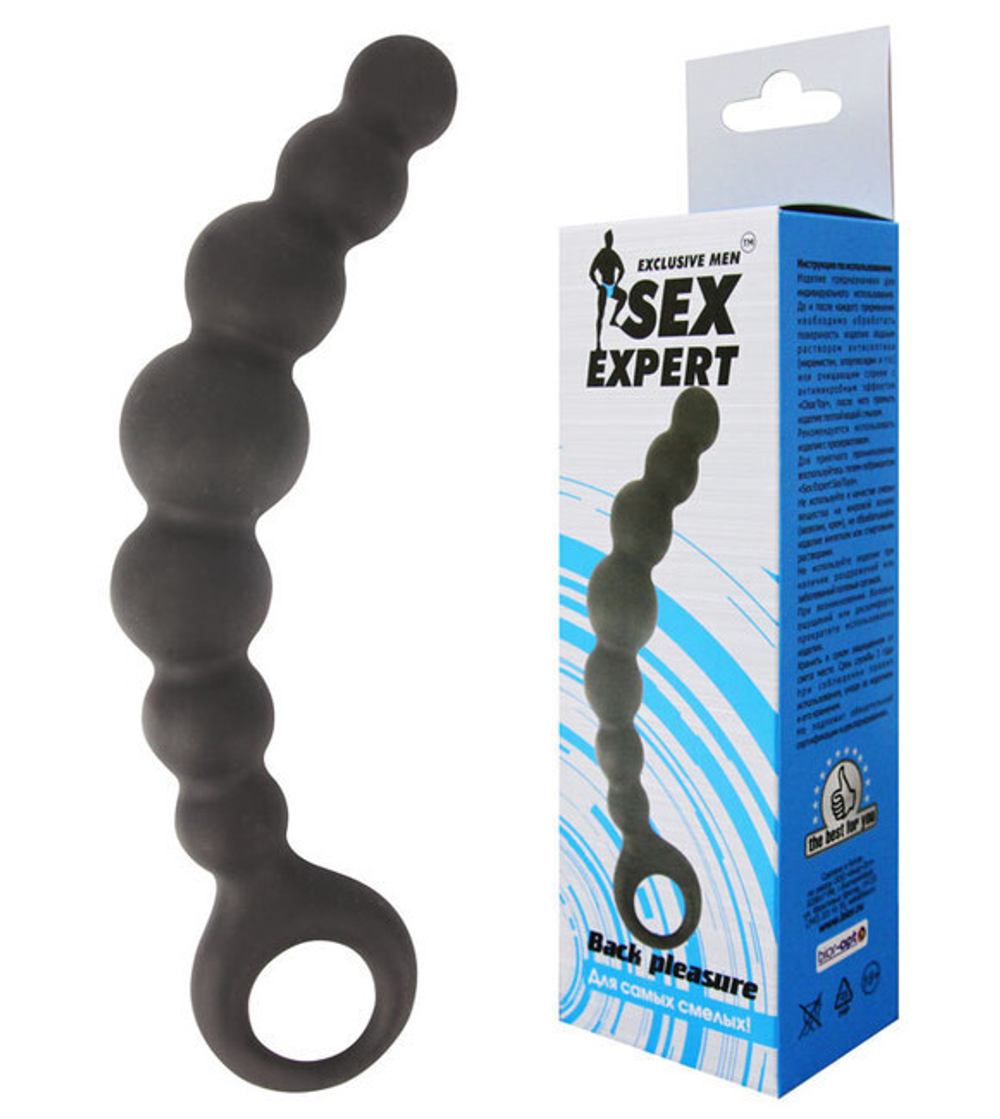 Изогнутый анальный стимулятор Sex Expert, (15 см) (Цвет: черный)