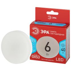 Лампа светодиодная ЭРА RED LINE LED GX-6W-840-GX53 R 6Вт таблетка нейтральный белый свет GX53 | Лампы cветодиодные Плоские (GX)
