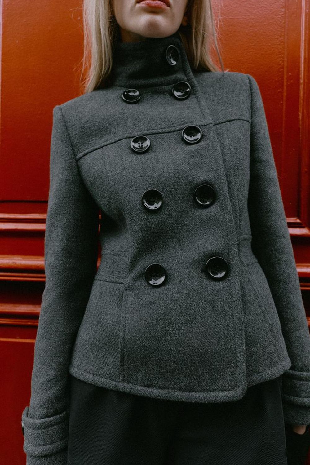 ZARA ШЕРСТЯНОЕ ПАЛЬТО, СЕРЫЙ