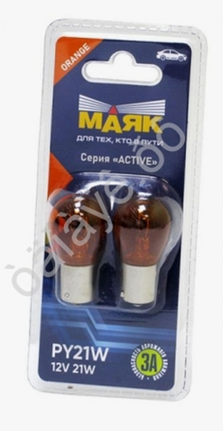 Автолампа  РY 12-21+3 (PY21/3W) 1конт ОРАНЖ (смещ) (BAU15s) Маяк ACTIVE #71218OR/(бл2)