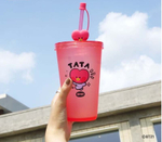 Стакан для напитков с трубочкой BT21 Tata,  лицензионная серия