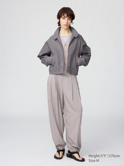 UNIQLO Короткая куртка из смесовой хлопковой ткани, фиолетовый