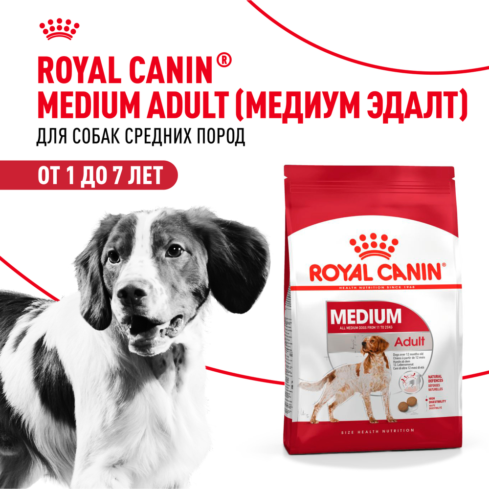 Royal Canin Medium Adult Корм сухой для взрослых собак средних размеров от 12 месяцев до 7 лет - 3 кг